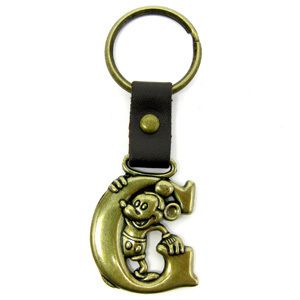 Disney Mickey Mouse Brass Key Ring Key Chain Letter G