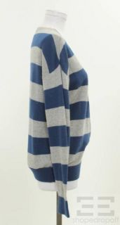 Diane von Furstenberg Navy & Grey Stripe Wool & Cashmere Wrap Front