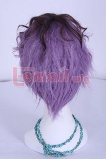 ib garry purple mix 30cm short curly cosplay wig c44