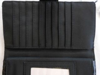 Bass Co Black Wallet Pebble Grain Faux Leather Clutch New