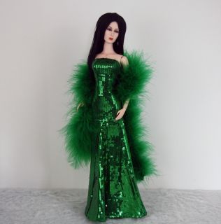 Green Sequin Gown with Godet Skirt Tonner Sybarite Ficon Deva