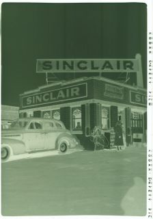 1940s Sinclair Gas Station Car Vintage Negative
