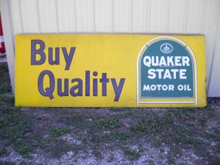 Original Vintage Quaker State Reflective Sign Non Porcelain Gas