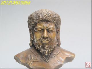 Western Art Bronze Temujin Mongol King Genghis Khan Statue