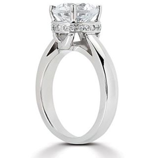 25 Ct Moissanite Solitaire Engagement Ring with Diamonds 14k White