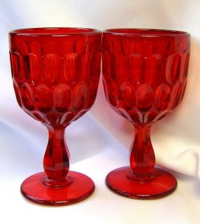 FABULOUS VINTAGE FENTON RUBY RED THUMBPRINT PATTERN GLASS GOBLETS 4