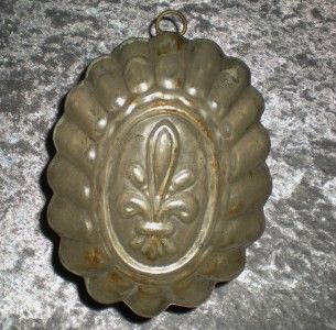 French Copper Small Tin Lined Oval Mold with Lafleur Design Very Sweet