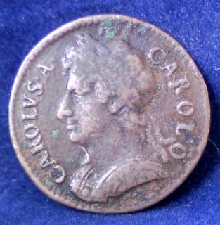 description super example of this gb charles ii copper farthing 1674