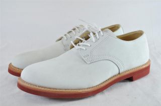 WALK OVER GEORGE E KEITH DERBY WHITE/RED LEATHER BUC OXFORD DRESS