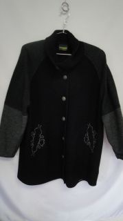 Geiger Collections Austria Sz 40 M Sweater Coat Black Gray Boiled Wool