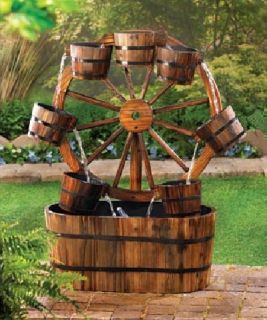  Wagon Wheel Bucket Barrel Yard Lawn Garden Patio Water Fountain