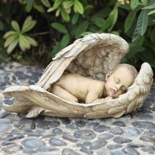 Baby Memorial Sleeping in Angel Wings Gravesite Statue