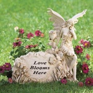 Fairy Nymph Garden Statue Stone Roses Butterfly