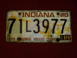1980 George Rogers Clark Indiana License Plate Original Paint Color