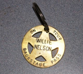 Willie Nelson Backstage Pass Brass Sheriffs Texas Star Key Chain