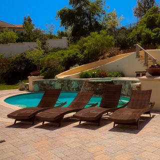  Outdoor Patio Furniture Pool PE Wicker Chaise Lounge Chairs