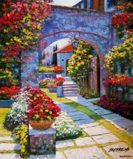 View from Villa Howard Behrens Artist Embellished Canvas Italy