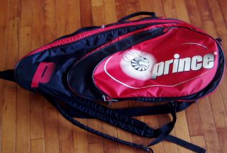 Red & Black PRINCE TENNIS RACQUET BAG Holds 3 or 4 Rackets Multi Strap