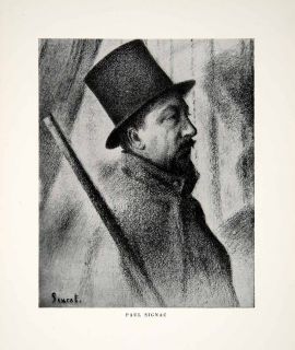  Signac Portrait Victorian Georges Seurat Art Top Hat Cane Male