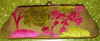 Glenda Gies Clutch Purse Bag Vintage Fushia Green Cut Velvet Retired