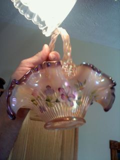 Beautiful Fenton Glass Basket Signed Great Christmas Gift
