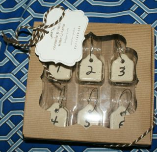  Ceramic Numeral Wine Charms Set 6 Thanksgiving Gift Tabletop