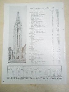 Vtg Gillett Johnston Brochure Chimes Carillons Bells Catalog 1946