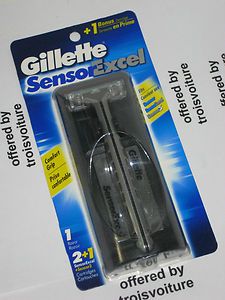 NIP Gillette Sensor Excel Razor 1 Handle 3 Cartridges