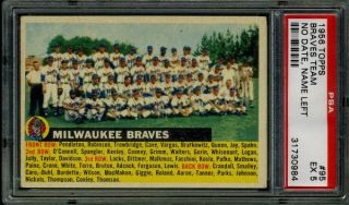 1956 Topps 95 Milwaukee Braves Team Card PSA 5 EX No Date Name Left