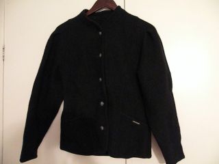 GEIGER WOMANS PURE NEW WOOL BUTTON FRONT BLACK SWEATER JACKET AUSTRIA