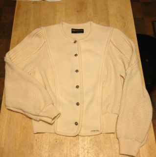 Geiger Wool Jacket Cream 44 Large Made In Austria Boiled Knit