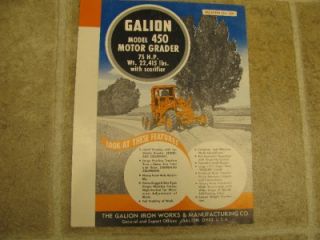 Galion 450 Motor Grader Sales Brochure Literature Flyer
