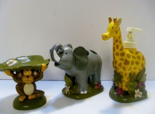   ANIMALS 3 pc bath set Elephant Toothbrush Giraffe Lotion Monkey Soap