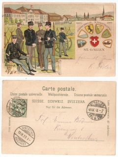 Switzerland St Gallen Military 1899 Ostschweiz Kadettentag Lithograph