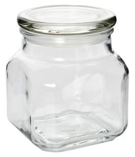 New Anchor Hocking 10oz or 20oz Square Glass Apothecary Canister Emma