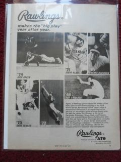  Ad RAWLINGS Baseball Gloves Brooks Robinson Joe Rudi Gene Tenace MORE