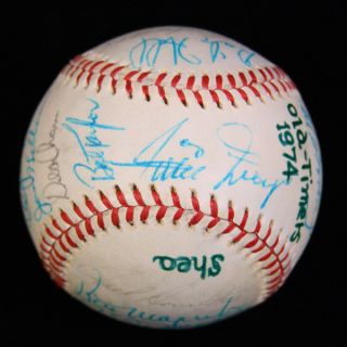 1974 Old Timers Game Signed Baseball JSA Willie Mays Joe DiMaggio 15