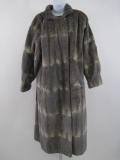 geoffrey beene gray linx fur long winter coat sz m