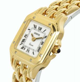 Trendy Geneve Solid 18K Gold Ladies Stylish Wrist Watch