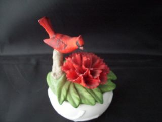 Ohio Cardinal Scarlet Carnation Trinket Box George Good