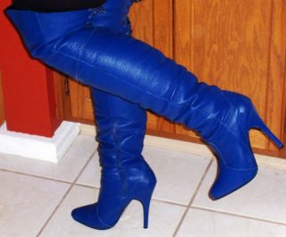 Royal Blue Thigh High Boots Size 7
