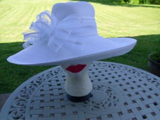 Kentucky Derby Polo Mothers Day Church White Large Brim Hat