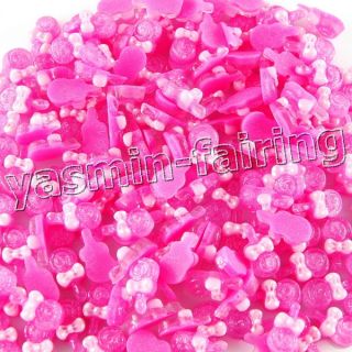 10 x Cute 3D Lollipop Glitter Nail Art Decoration Acrylic Pink 624