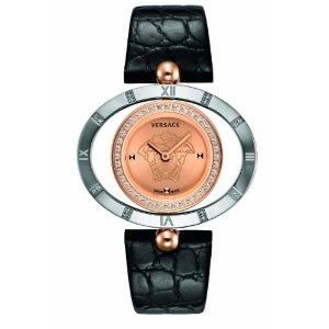 Versace Womens Eon Gold IP Rotating Diamond Bezel Wrist Watch