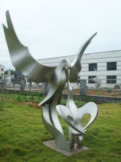 Garden stainless steel birds sculpture