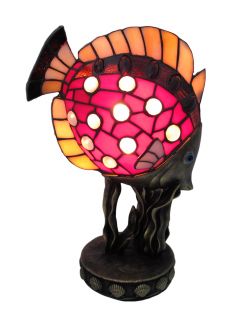 Stained Glass Tropical Fish Accent Lamp Coral Reef Base