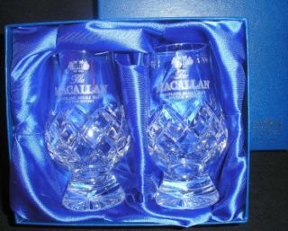 The Macallan Scotch Malt Whisky Glencairn Cut Crystal Two Glass Boxed