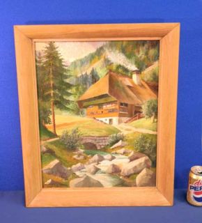 Old Oil Painting German Alpine Bavaria Black Forest House G Schwammle