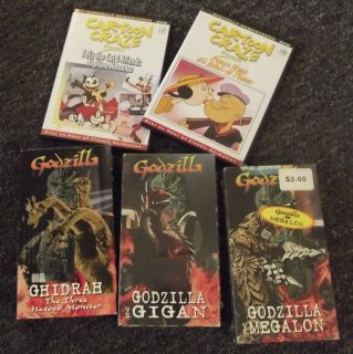 Lot of 2 DVDs Cartoon Craze Popeye Felis 3 VHS Godzilla Movies
