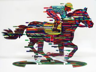 David Gerstein Modern Art Jockey Horse Rider Racer Metal Art Sculpture